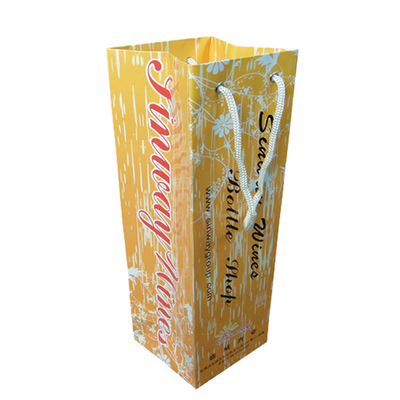 Recycled Personalised Paper Bags Wine Bottle Cube Type Tall With Company Logo