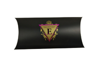 Custom Black Paper Pillow Box Packaging With Hot Stamping Purple Logo