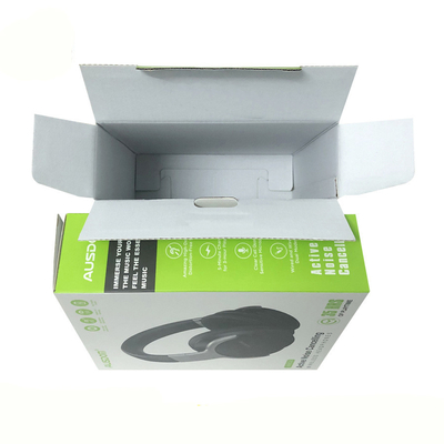 Printed E-Flute Self Locking White Corrugated Cardboard Boxes Headphone Package