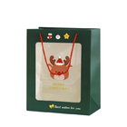 Custom Printed Paper Carrier Bags With Clear Window For Christmas Gift