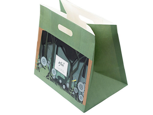 Custom Printed Colored Paper Lunch Bags With Die Cutting Handles Factory