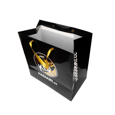 Custom Boutique Paper Gift Bags Packaging With Gold Foil Stamping Logo Suppliers