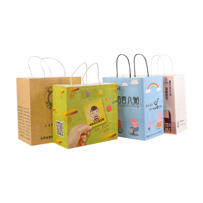 Personalised Brown Kraft Paper Takeaway Bags Wholesale With Logo Printing