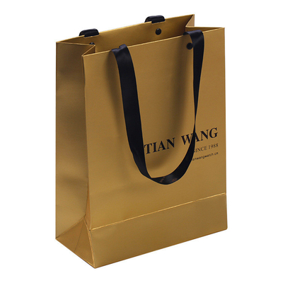 High End Custom Gold Paper Watches Bags Satin Ribbon Rope Logo Printing