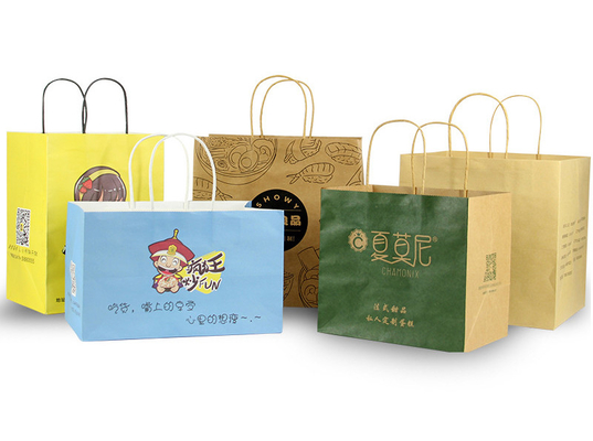 Wholesale Custom Printed Kraft Paper Bags Pacakging For Food Delivery Fctory