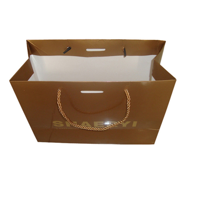 Custom Recycled Brown Paper Merchandise Bags Wholesale With Gold Foil Logo