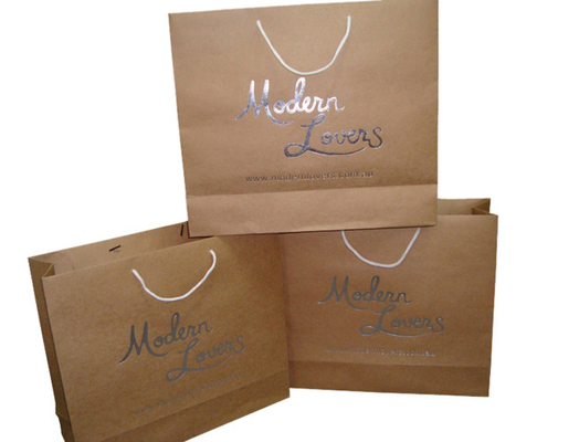 Printed Kraft Merchandise Bags Brown Kraft Paper Carrier Bags Packaging Wholesale