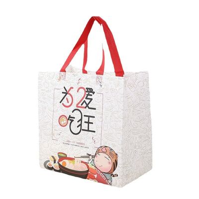 Buy Custom Laminated Non Woven Takeaway Food Bag with Handles – Waterproof & Reusable online manufacture