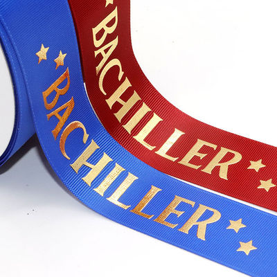 Buy Custom Cheap Logo Foil Stamped Grosgrain Ribbon For Gift Boxes, Garments & Branding online manufacture