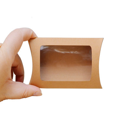 Buy Custom Printed Kraft Paper Pillow Box with Clear Window – Eco-Friendly Packaging for Gifts & Retail online manufacture