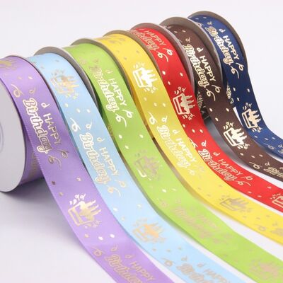 Buy Custom Gold Foil Logo Satin Ribbon – Personalized Polyester Ribbon For Packaging & Gift Wrapping online manufacture