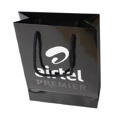 Custom Small Black Paper Bags Online Jewellery Packaging With Gold Foil Logo