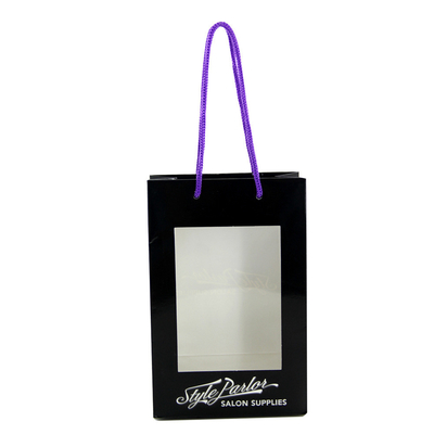 Printed Black Paper Shopping Bags Gift Window Packaging Bags With Handles Wholesale