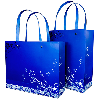 Printed Coloured Paper Carrier Bags Purse Packaging Rivet Flat Paper Handle