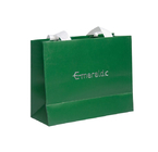 Custom Printed Green Paper Euro Tote Bags With Silver Foil Stamping Logo For Apparel