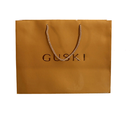 Custom Recycled Brown Paper Merchandise Bags Wholesale With Gold Foil Logo