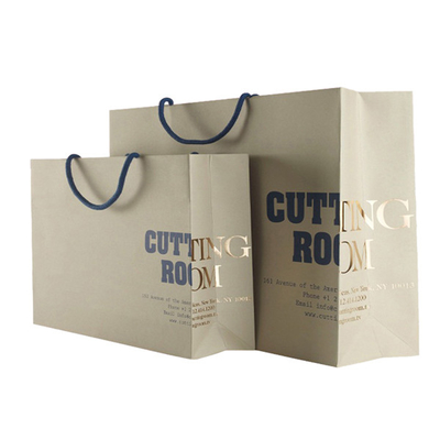 Custom Recycled Brown Paper Merchandise Bags Wholesale With Gold Foil Logo