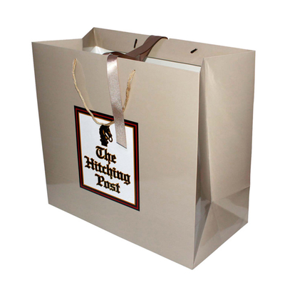 Custom Recycled Brown Paper Merchandise Bags Wholesale With Gold Foil Logo