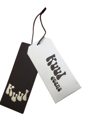 Bespoke Paper Brand Tag On Clothes Cheap Jeans Hang Tags Glossy Lamination