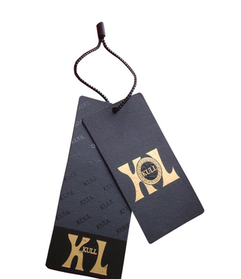 Buy Custom Printed Clothing Labels Paper Hangtags UV Coating Gold Foil Stamping Logo online manufacture