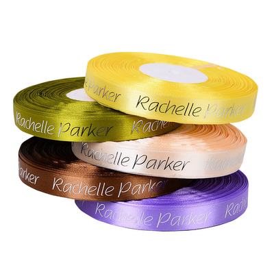 Logo Bespoke Printed Ribbon Silver Stamping For Packaging Decoration