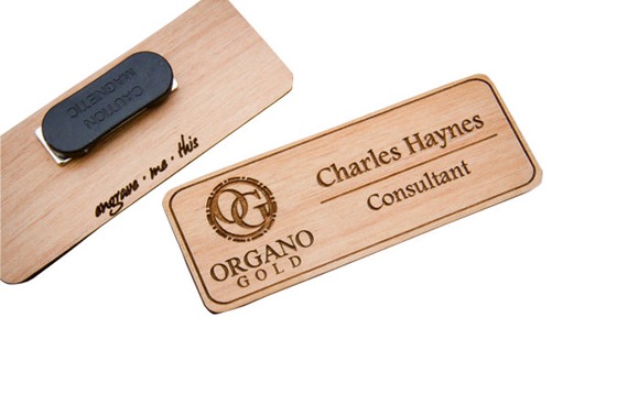 Safety Pin Personalized Name Tags Custom Engraved Wood Magnetic Name Badges