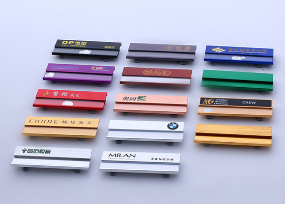 Aluminum Custom Magnetic Name Badges , Engraved Metal Name Tags With Safety Pin