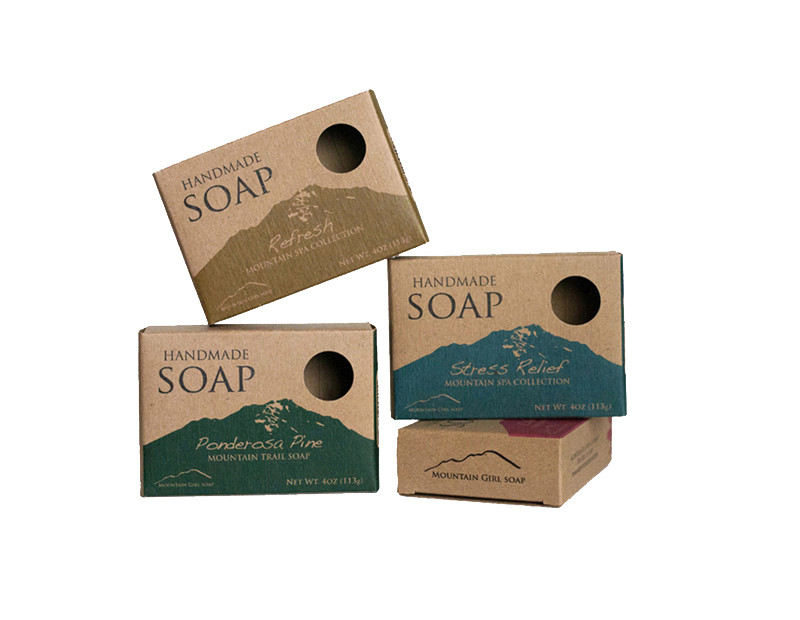 Custom Printed Small Brown Kraft Paper Soap Boxes Packaging With Window