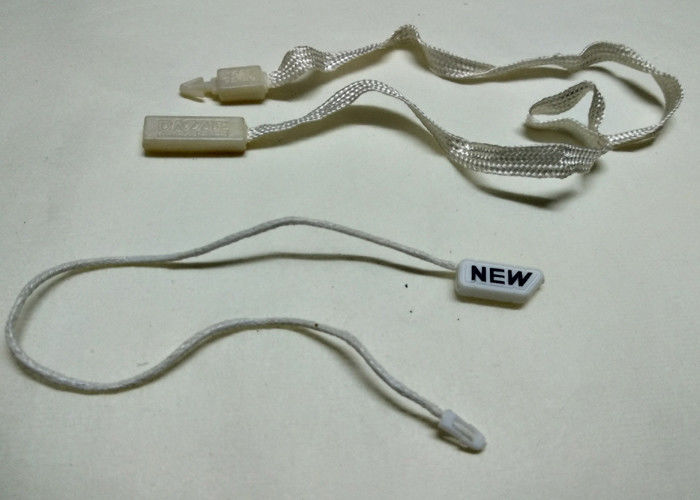 Colored Custom Clothing Tags , Plastic String Tags Single String Black Foil