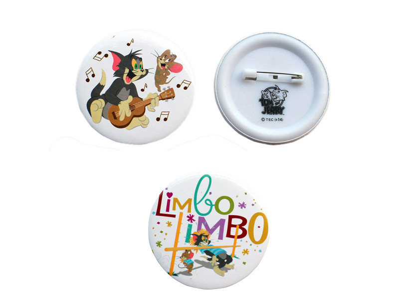 Custom Printed Round Tinplate Plastic Pin Badge CMYK / Pantone Color Multi Sizes
