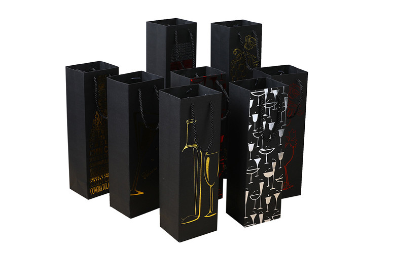 Custom Printed Thick Paper Wine Liquor Bags Packages Wholesale Manufacturer