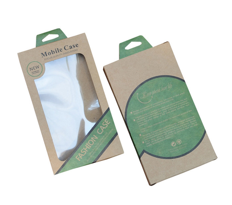 Good price Printed Eco Friendly Brown Kraft Paper Box With Hanger Hole For Mobile Case online