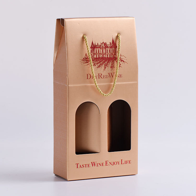 Good price Printed Corrugated Paper Packaging Carrier Boxes For Two Bottles Of Red Wine online