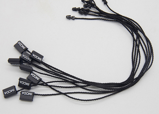 Good price Custom White Foil Logo Black Plastic Tags Small Plastic Hangtags Single End String online