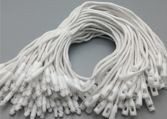 Good price White Plastic Clohting Tag String Black Stock Hang Tag With Bullet Clasp Manufacturer online