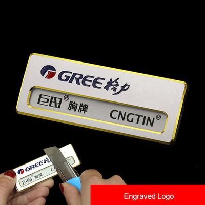 Good price Custom Engraved Name Tags Magnetic With Logo Color Filling Reusable Metal Name Badges online