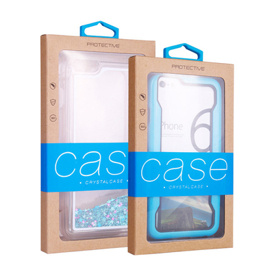 Good price Brown Kraft Paper Window Boxes Packaging With Hanger Hole For Phone Case online