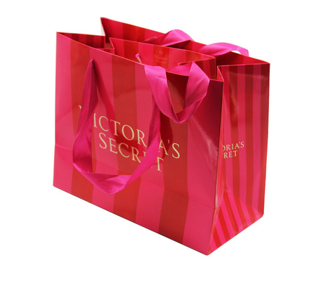 Boutique Custom Printed Retail Bags , Rope Handle Paper Bags Surface Disposal Convenient