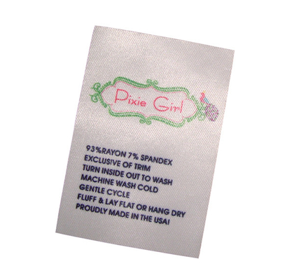 Polyester Custom Care Labels Symbols Black Single Side Roll Satin Printed