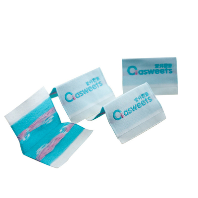 Good price Custom Clothing Labels Sew On Center Fold Woven Labels Loop Fold Woven Labels online