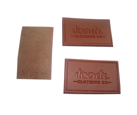 Good price Genuine Custom Leather Labels Bespoke Longlasting Die Cut Border Velcro Backing online