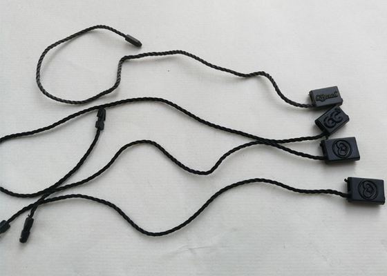Good price Order Custom Eco-Friendly Black Plastic Tie Tags Emboss Logo Single End String online