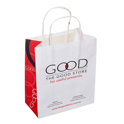Good price Custom Printed White Kraft Paper Shopping Bags With Twisted Paper Handle online